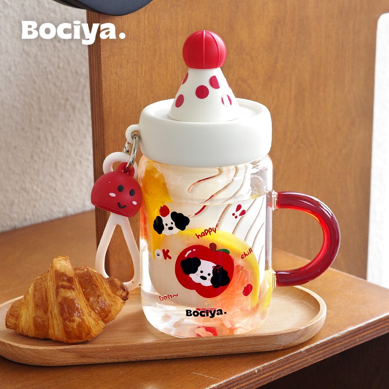 bociya茶水分离吸管玻璃杯