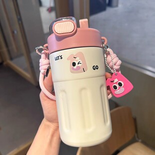 双饮咖啡杯316保冷带吸管杯子 保温杯女生便携高颜值水杯2025新款