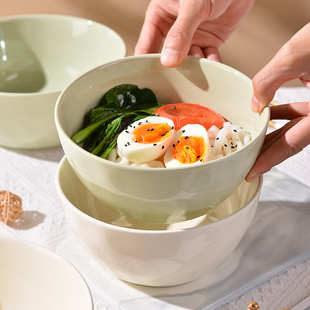 2024新款 7英寸泡面碗螺蛳粉陶瓷碗 家用面碗一人食奶油风餐具套装