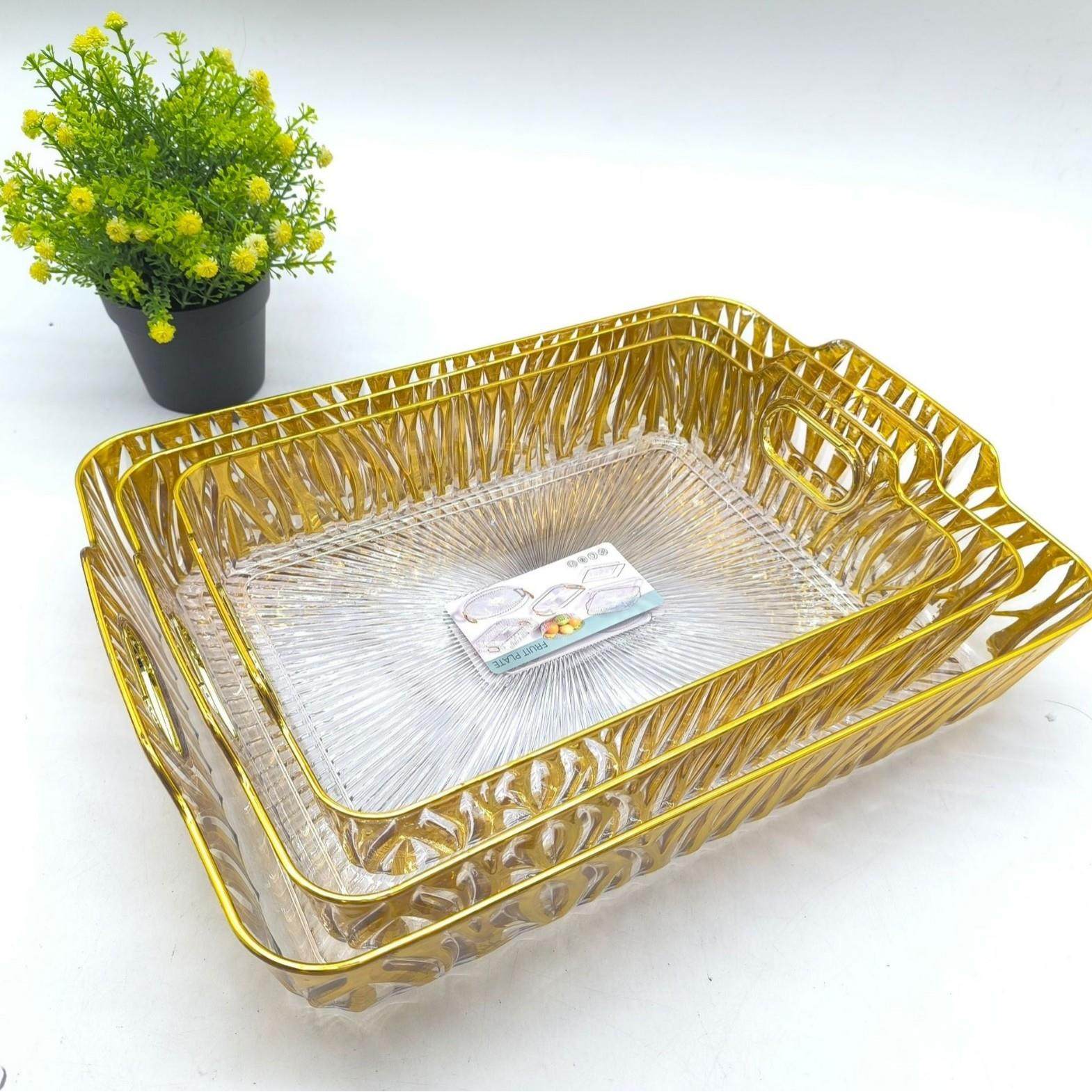 Rectangular gold-edged luxury water cup and tea tray for hom