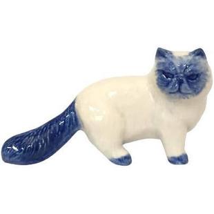 Persian Blue Dollhouse Delft Figurine White Ceramic Coll cat