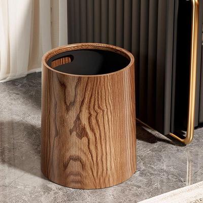 Vintage Wood-Grain Style Trash Can for Home Use, 2025 New Mo