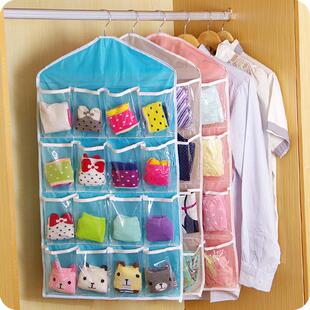 16-Grid Storage Bag Hanging Organizer for Wardrobe, Transpar