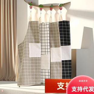 Cotton and linen kitchen apron, oil-resistant and thickened