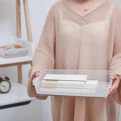 Diamond-patterned with a non-slip base, this storage box is