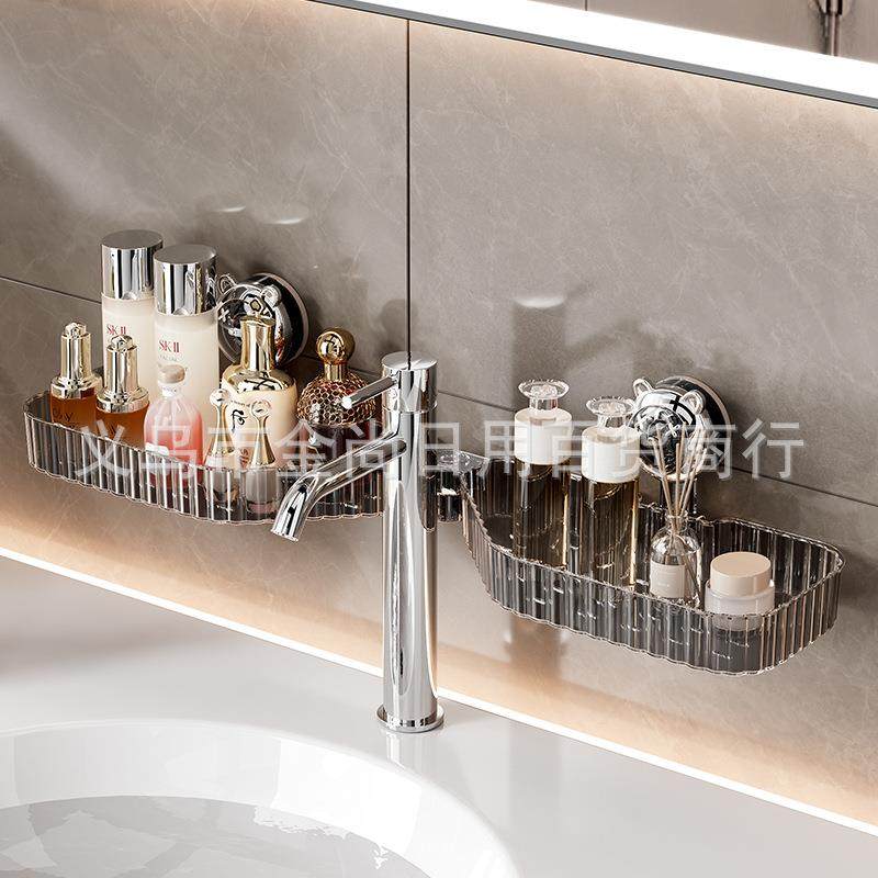 High-Aesthetic Bathroom Shelf with Suction Cups, Wall-Mounte