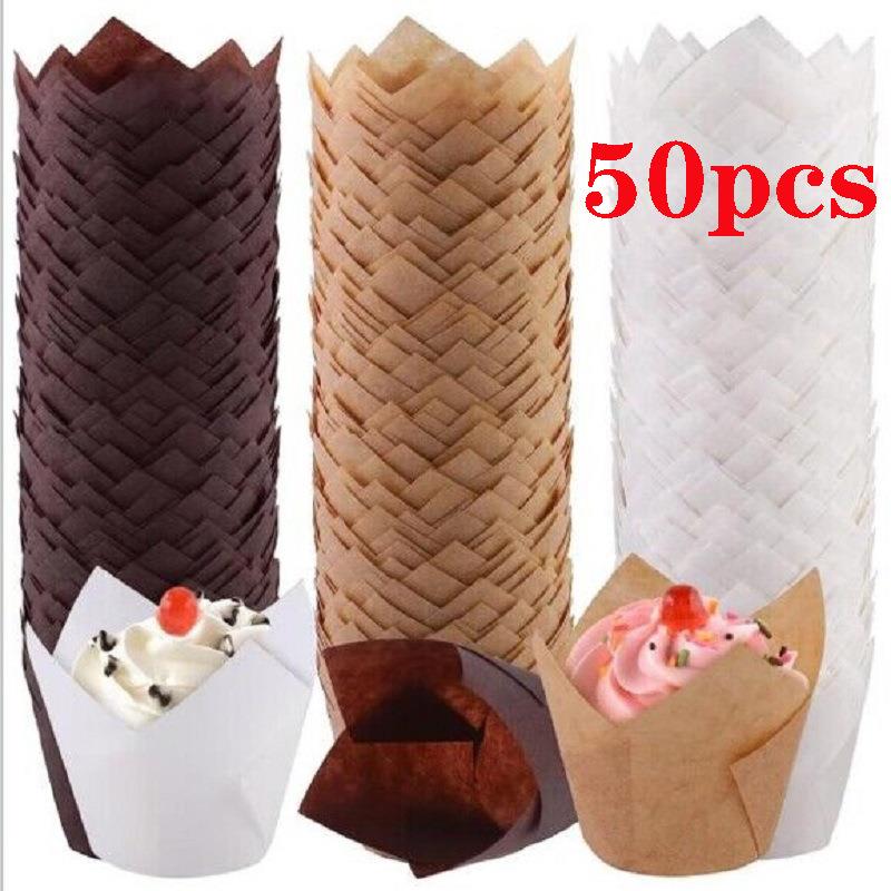 50Pcs Baking Cake Cups Cupcake Liners Disposable Paper Cake