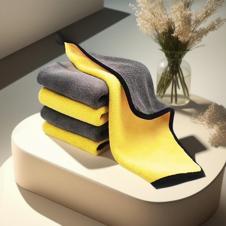 Thick Absorbent Coral Fleece Double-Sided, Dual-Color Car Cl