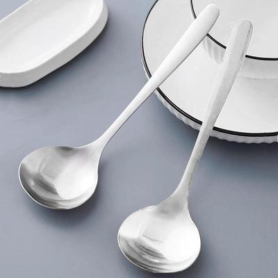 Stainless Steel Soup Spoon, Long-Handle Home Use, Large Roun
