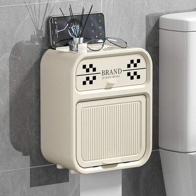 Wall-mounted waterproof bathroom tissue holder, no drilling