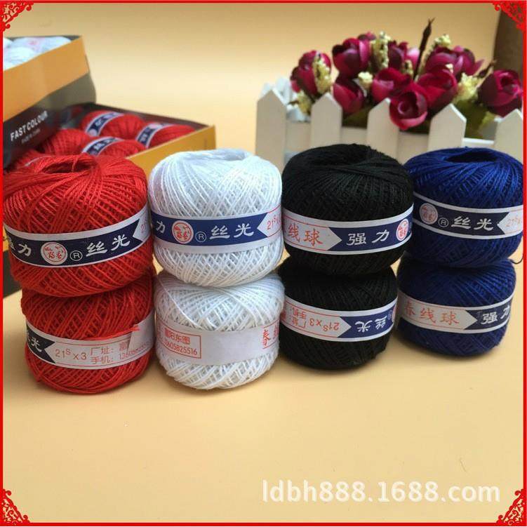 A box of 15 spools of mercerized ball yarn, 21-count, 3-ply,