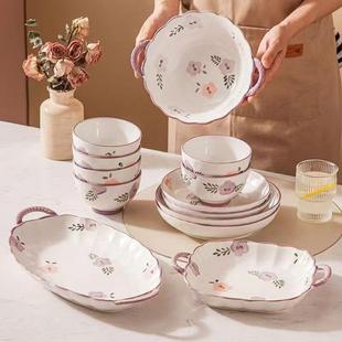 Purple ceramic dinnerware set, Japanese style new design, fr