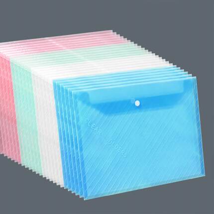 Thickened Snap Button Storage Bag, Transparent Document Bag,