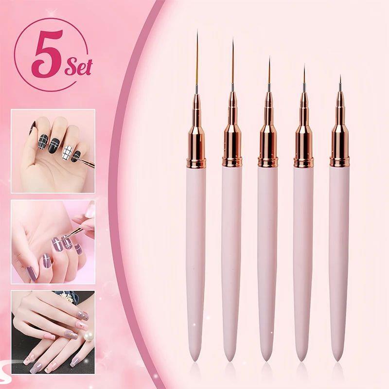 new5 Pcs Nail Art Liner Brushes Set Elongated Lines Striping