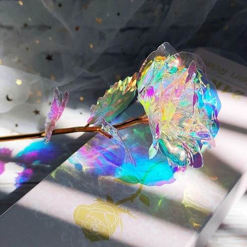 Colorful Glitter Rose Flower Starry Sky Gold Rose Romantic V