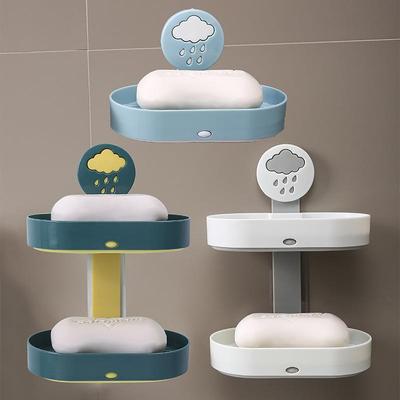 Cloud-Shaped Soap Dish for Home Use, No-Drill Double Layer D