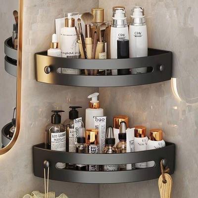No-drill bathroom triangular shelf, wall-mounted storage rac
