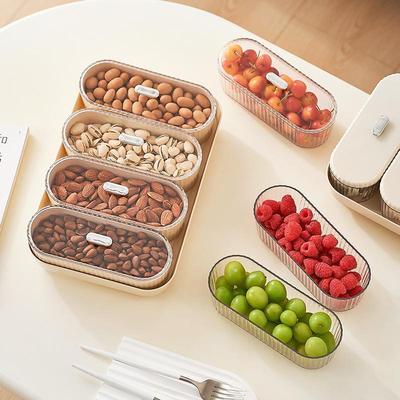 Cream-colored segmented fruit and snack box, suitable for ho