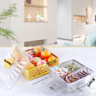 Clear Lid Clear Compartment Square Fruit Plate with Luxury G