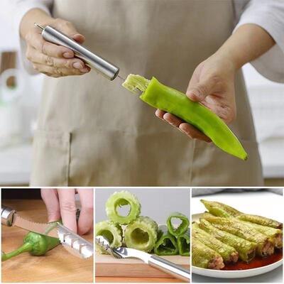 Stainless Steel Pepper Corer - A Versatile Kitchen Tool for