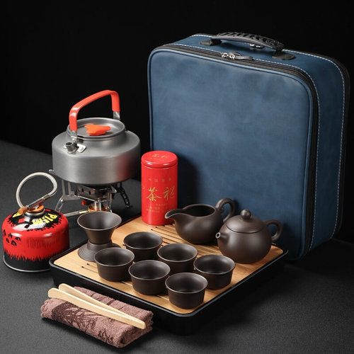 轻奢旅行茶具套装便携包户外功夫野外露营N泡茶带烧水壶煮茶炉