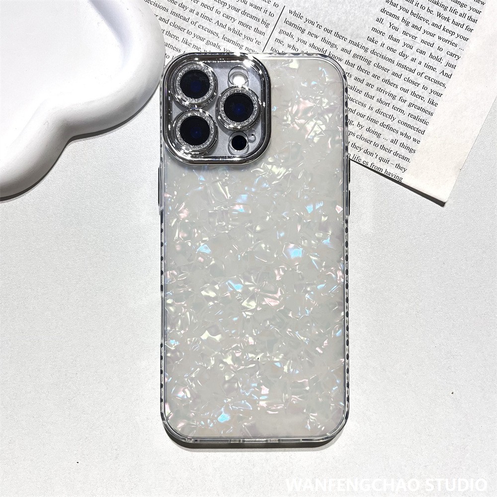 简约炫彩贝壳纹苹果16手机壳适用于iphone15 14 镜头膜12硬11