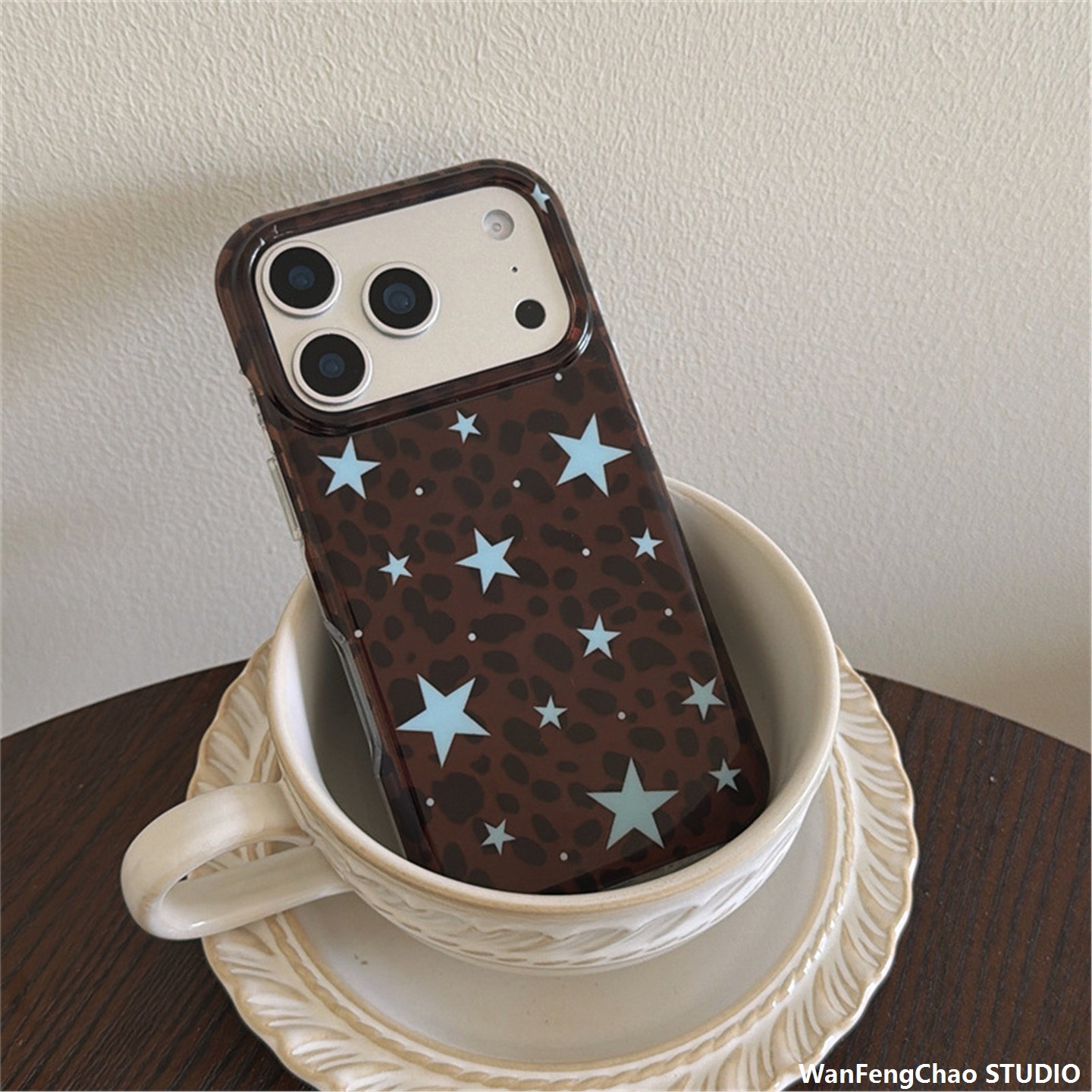 复古棕色豹纹蓝星适用17手