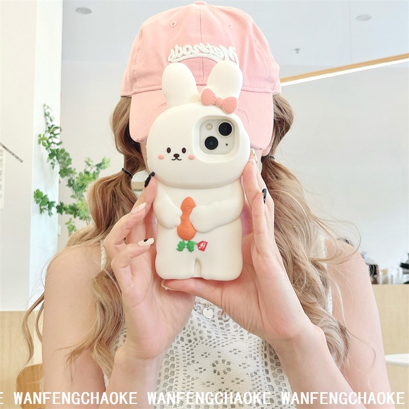 站立兔子适用iPhone16pro苹果15promax手机壳女硅胶14可爱13创意