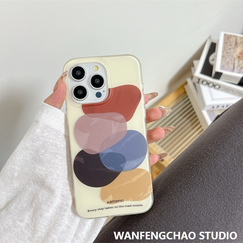 彩色几何色块适用iPhone15pro苹果16promax手机壳IMD简约14创意13