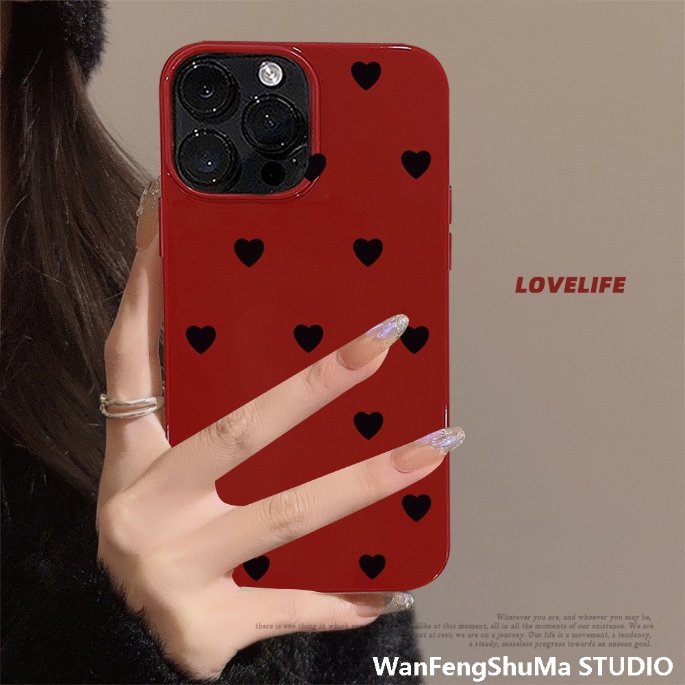 틈새 기능 블랙 러브 14 애플 16프로 맥스 레트로 레드 15 휴대폰 케이스 14 소프트 IPHONE13에 적합