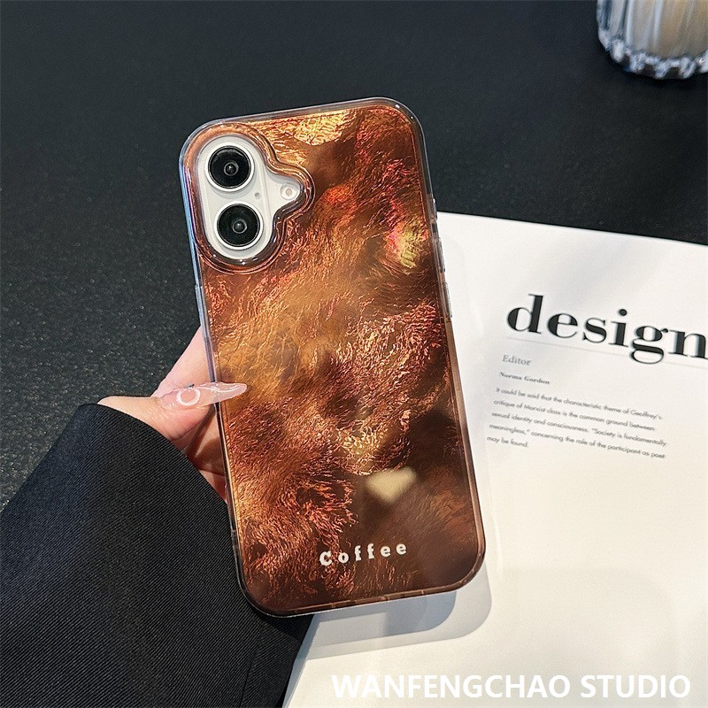 简约棕色英文适用iphone14