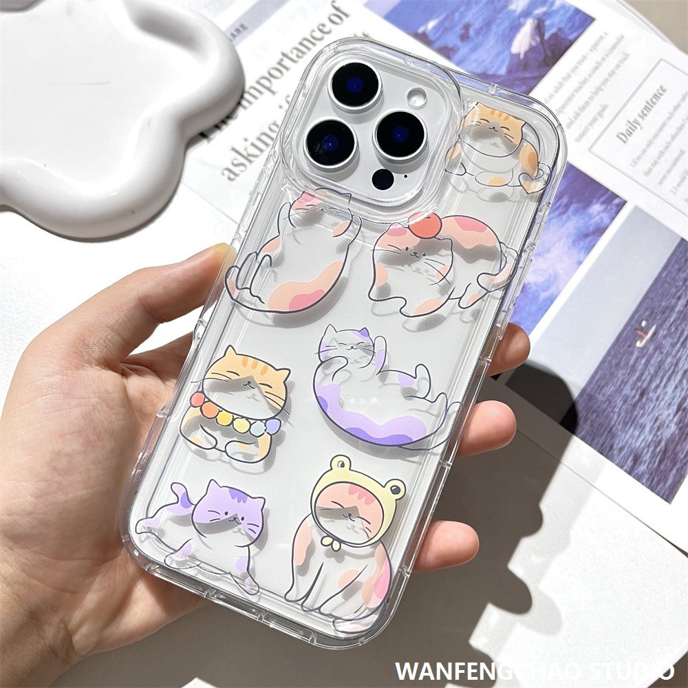 ins风彩色小猫iphone16卡通手机壳苹果15适用14promax春夏13新品