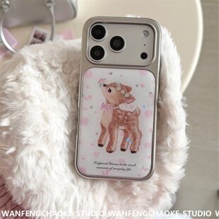 闪粉滴胶斑比鹿适用iphone17promax手机包苹果16promax保护壳1514