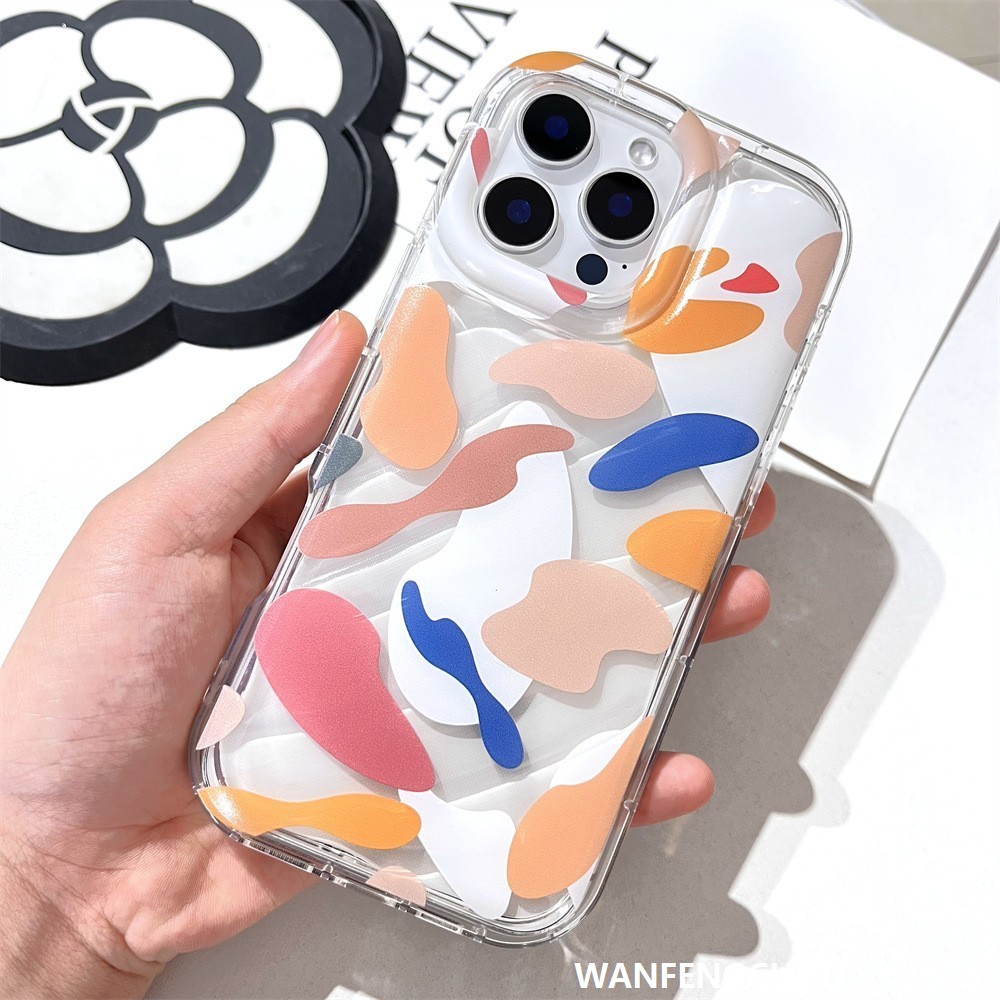 适用iphone16苹果小众手机壳15promax艺术泼墨13透明14中性12防摔