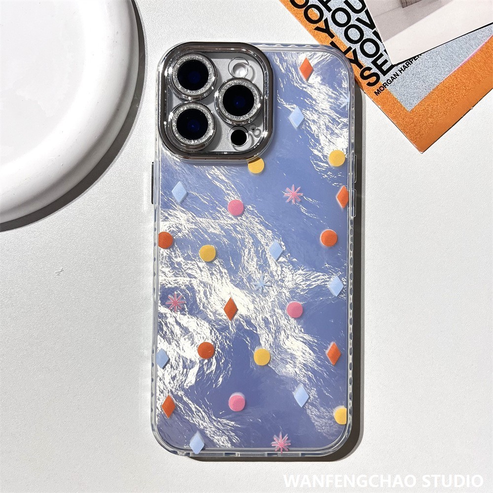 简约庆典礼花苹果16锡纸纹手机壳适用iphone15 14防摔12 11精孔