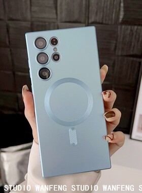 适用三星S25Ultra金属漆液态硅胶磁吸手机壳S24Plus镜头膜保护套
