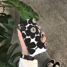 ins黑色花朵适用iphone11pro max手机壳苹果7plus/8软壳XR/X/XS女