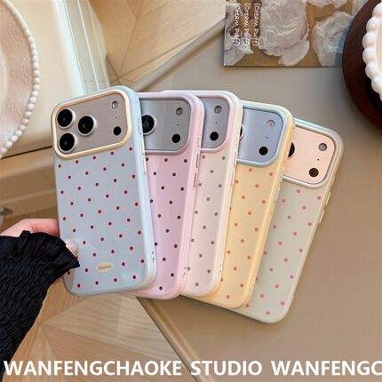 多巴胺波点苹果17pro iphone16防摔15个性撞色14软13适用韩手机包