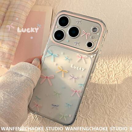 韩系ins彩色波点蝴蝶结iPhone18ProMax防摔17软16女15包14侧爱心