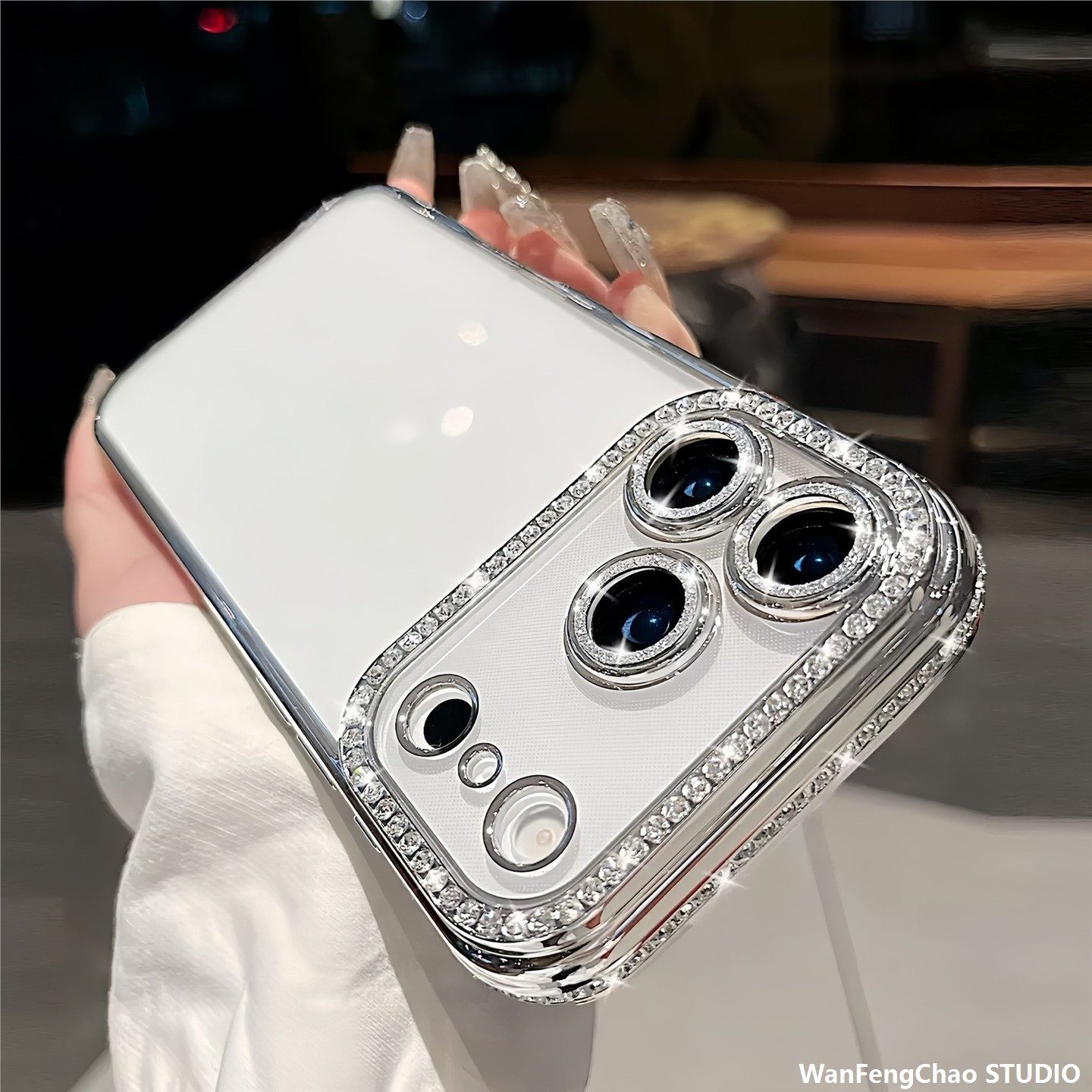 电镀钻石适用17 PRO MAX透明硅胶手机包苹果16全包镜头膜闪粉