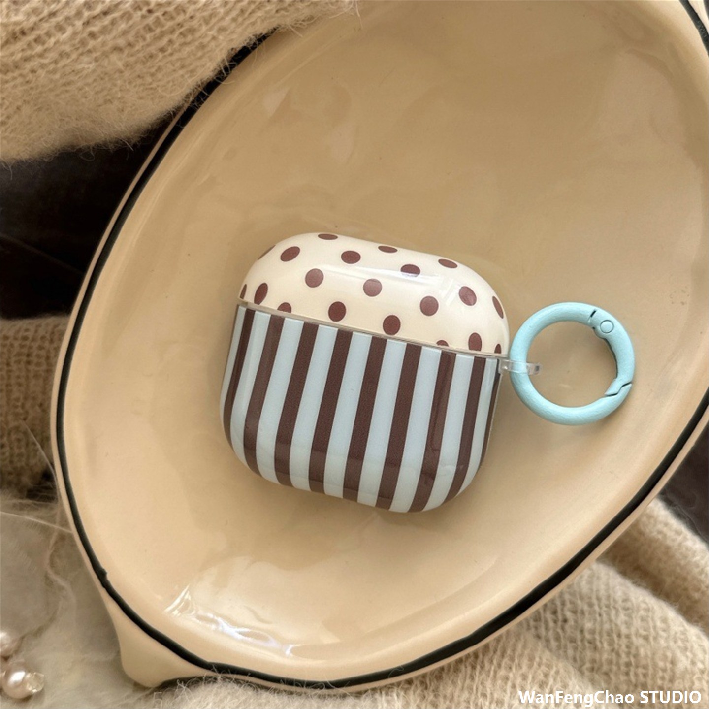 韩风波点条纹适用airpods耳机套