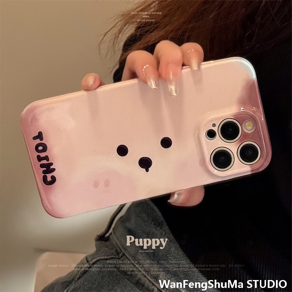 IPHONE16PROMAX APPLE 15 휴대폰 케이스 14 풀 패키지에 적합한 필름 소프트 쉘 귀여운 기능 큰 눈 강아지