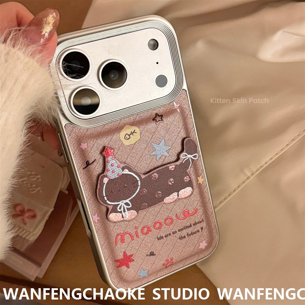 鎏金棕色猫咪17Promax皮质卡通适用iPhone15苹果16手机包13立体11,运动包/户外包/配件,钱包,淘宝优惠券,粉丝福利购,淘宝优惠卷