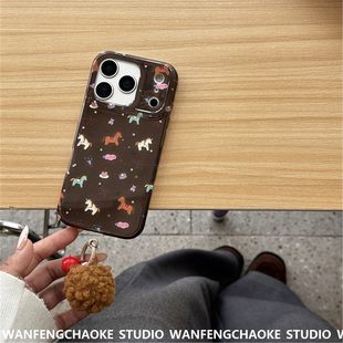 闪粉满屏烟花小马适用苹果17promax保护壳iPhone1516手机包14挂件