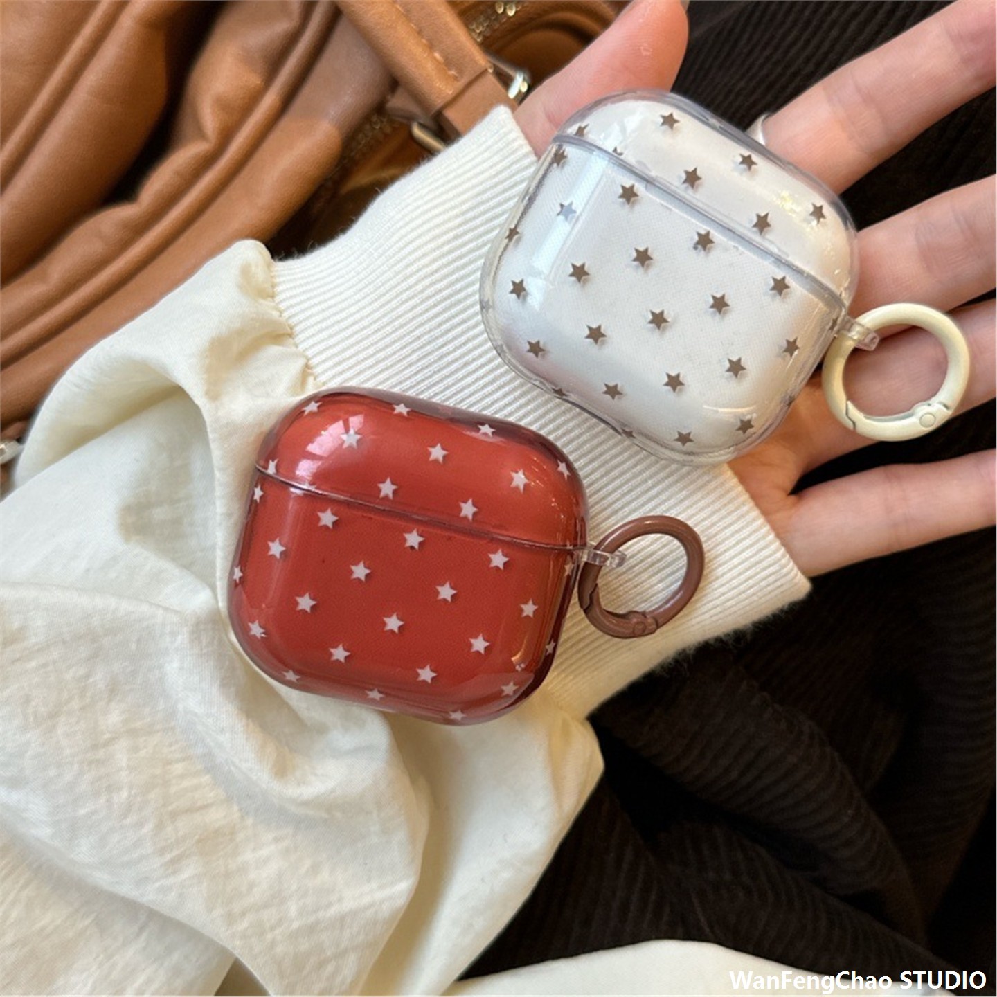 透明红色波点适用苹果AirP