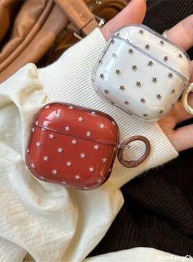 透明红色波点适用苹果AirPodPro3保护套4代2022新无线2简约