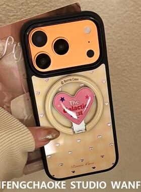 适用iphone16苹果17promax手机包13鎏金格纹爱心14高颜值15硬套12