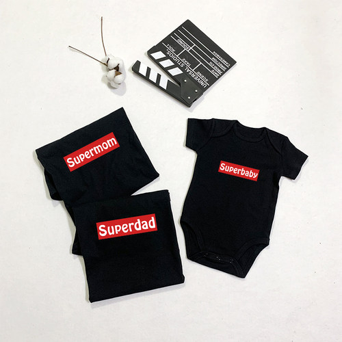 superbaby亲子装婴儿哈衣服t恤
