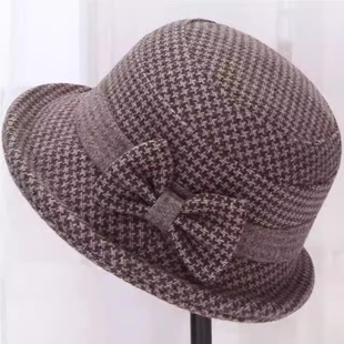 中老年人帽子女秋冬季 妈妈盆帽奶奶毛呢礼帽老太太保暖布帽渔夫帽