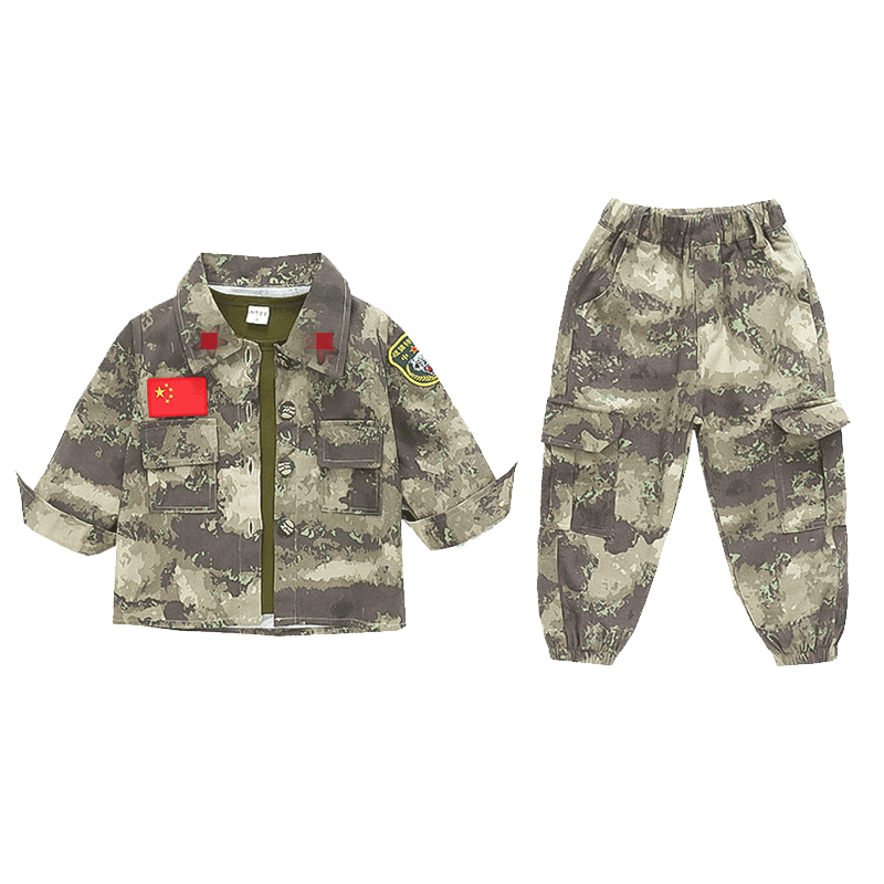 儿童迷彩特种兵套装洋气新款男童时尚女童演出服春秋款薄款小红军